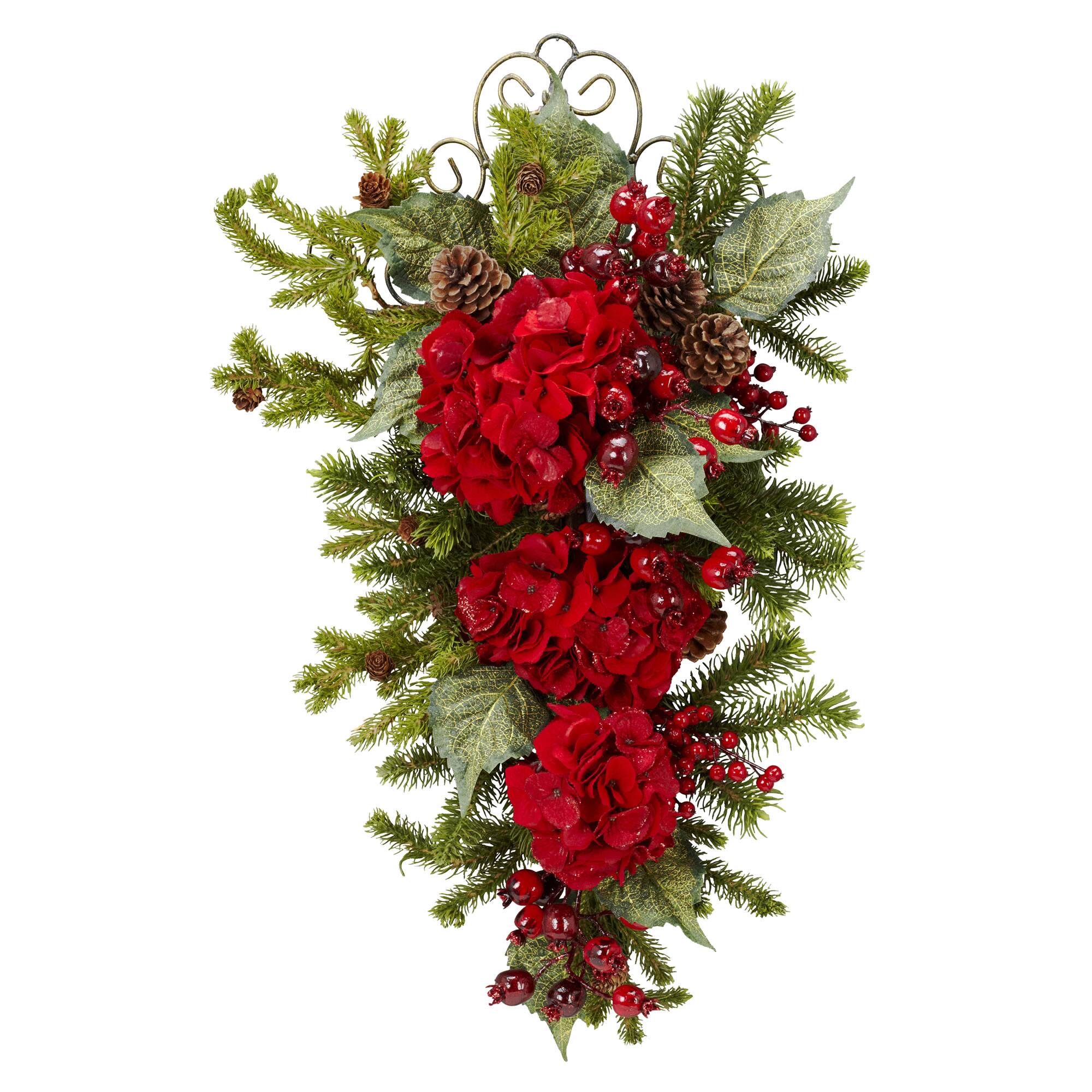 2.25ft. Christmas Hydrangea Teardrop Swag